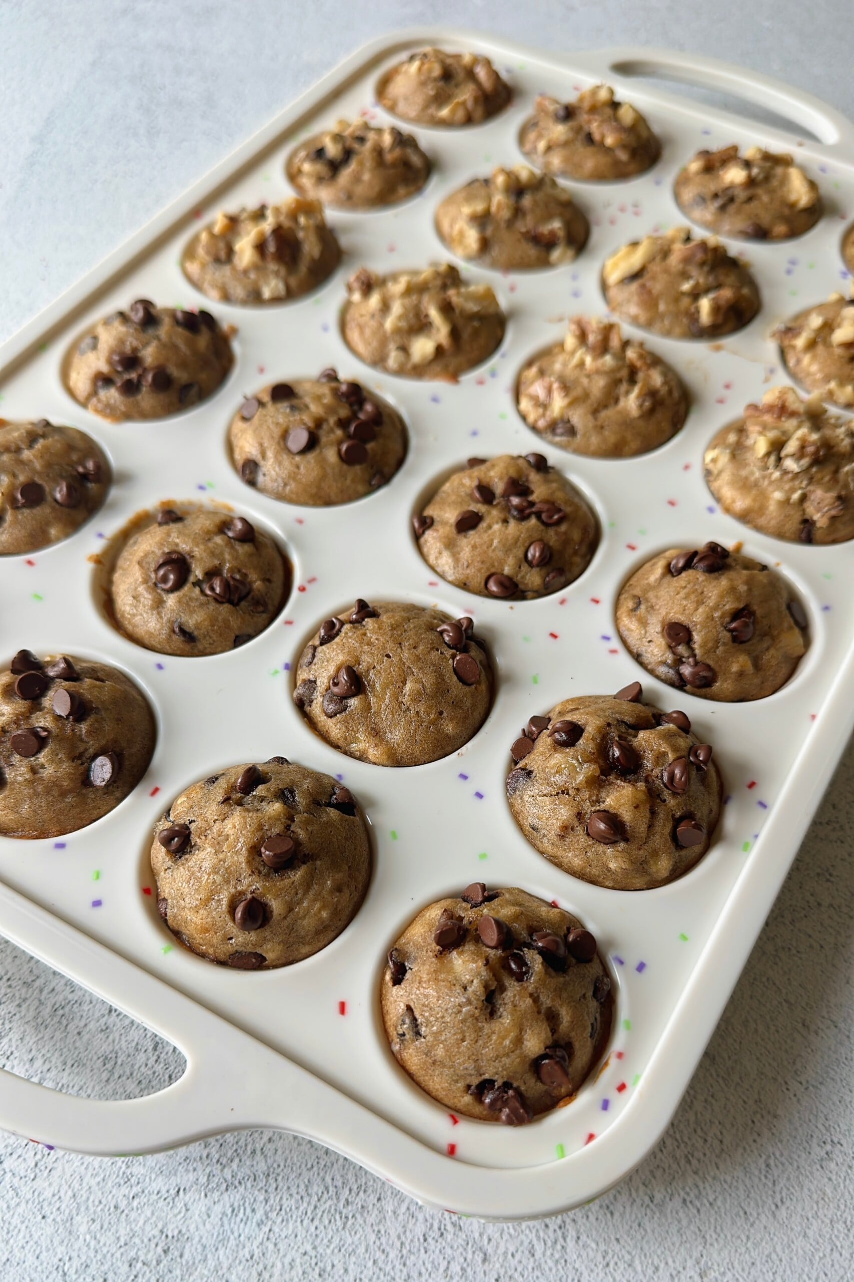 Chocolate chip banana walnut muffins.
