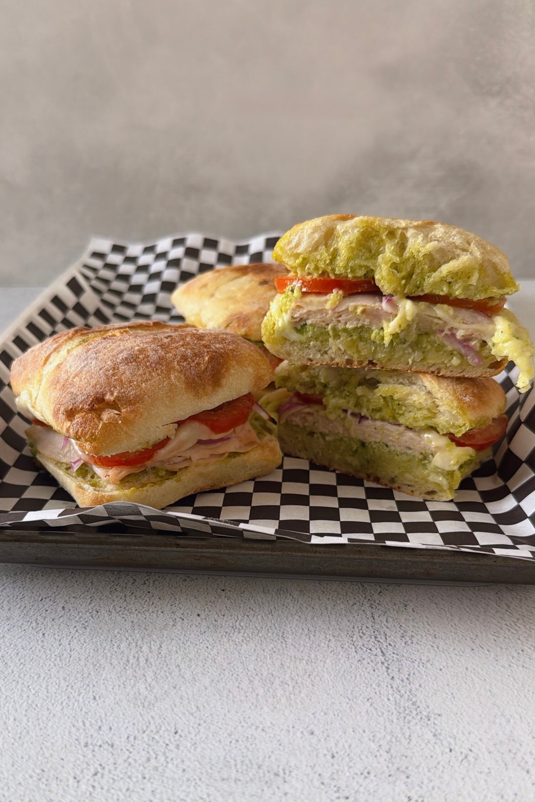 Copycat Costco turkey pesto sandwich.