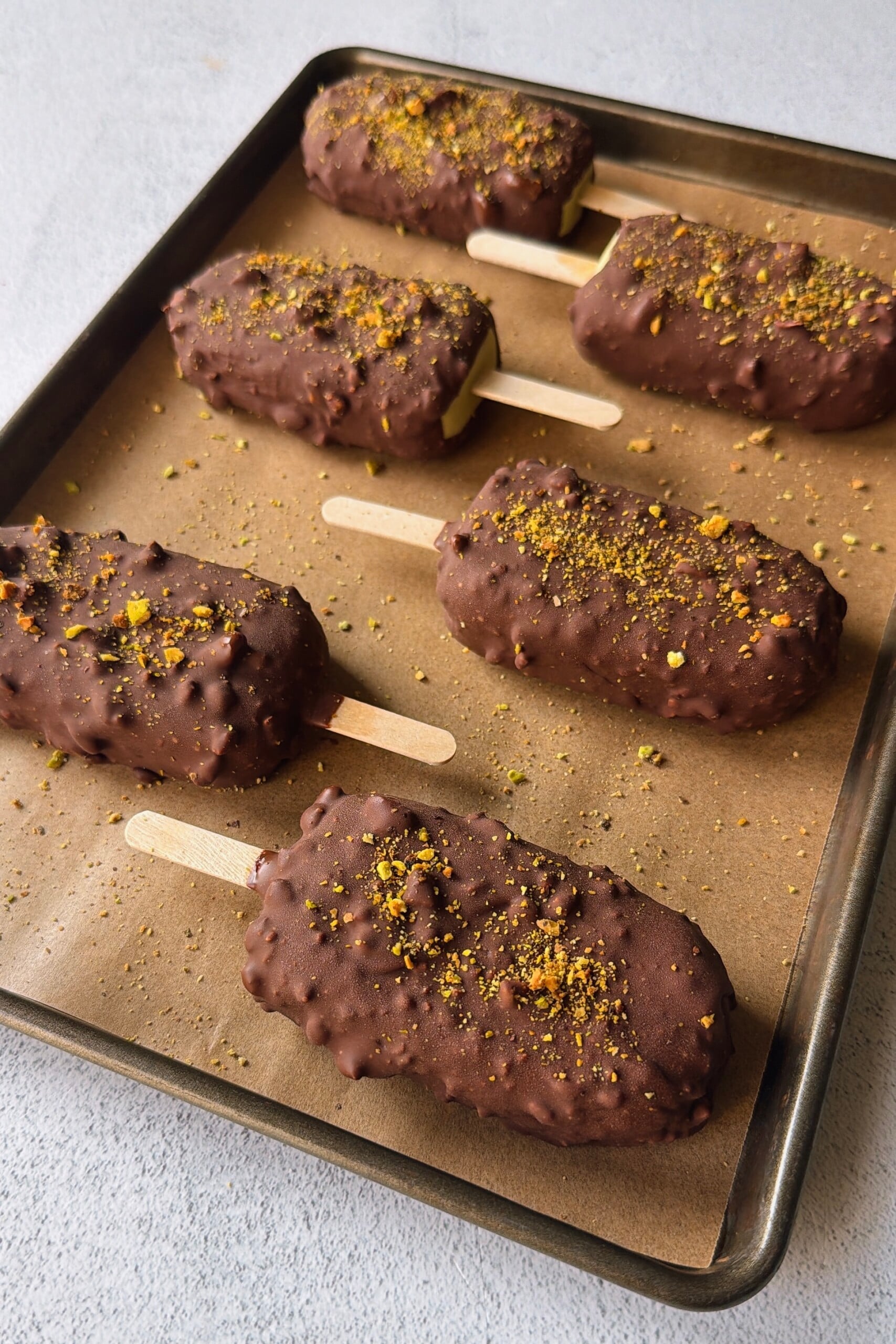 Pistachio ice cream bars.