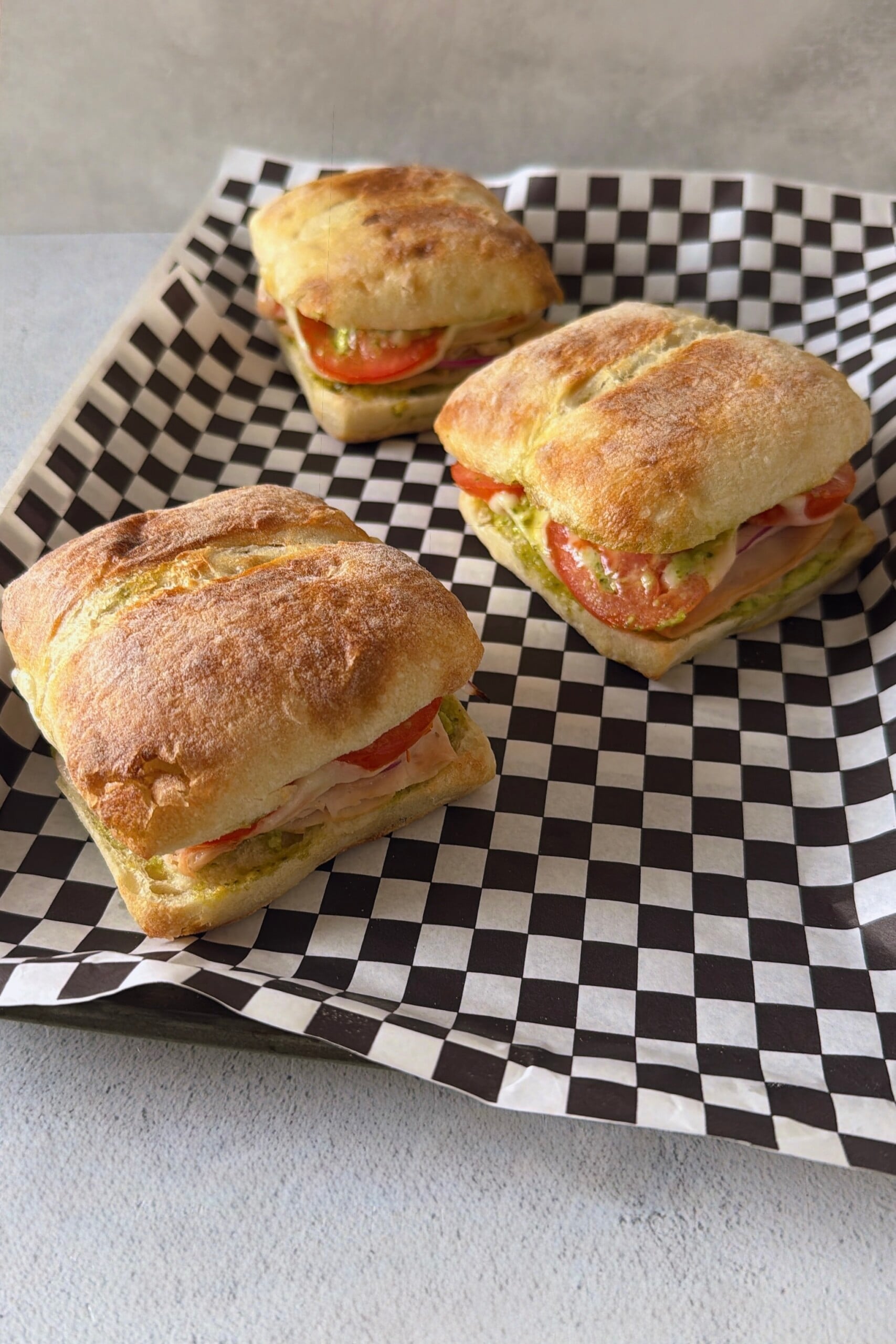 Copycat Costco turkey pesto sandwich.