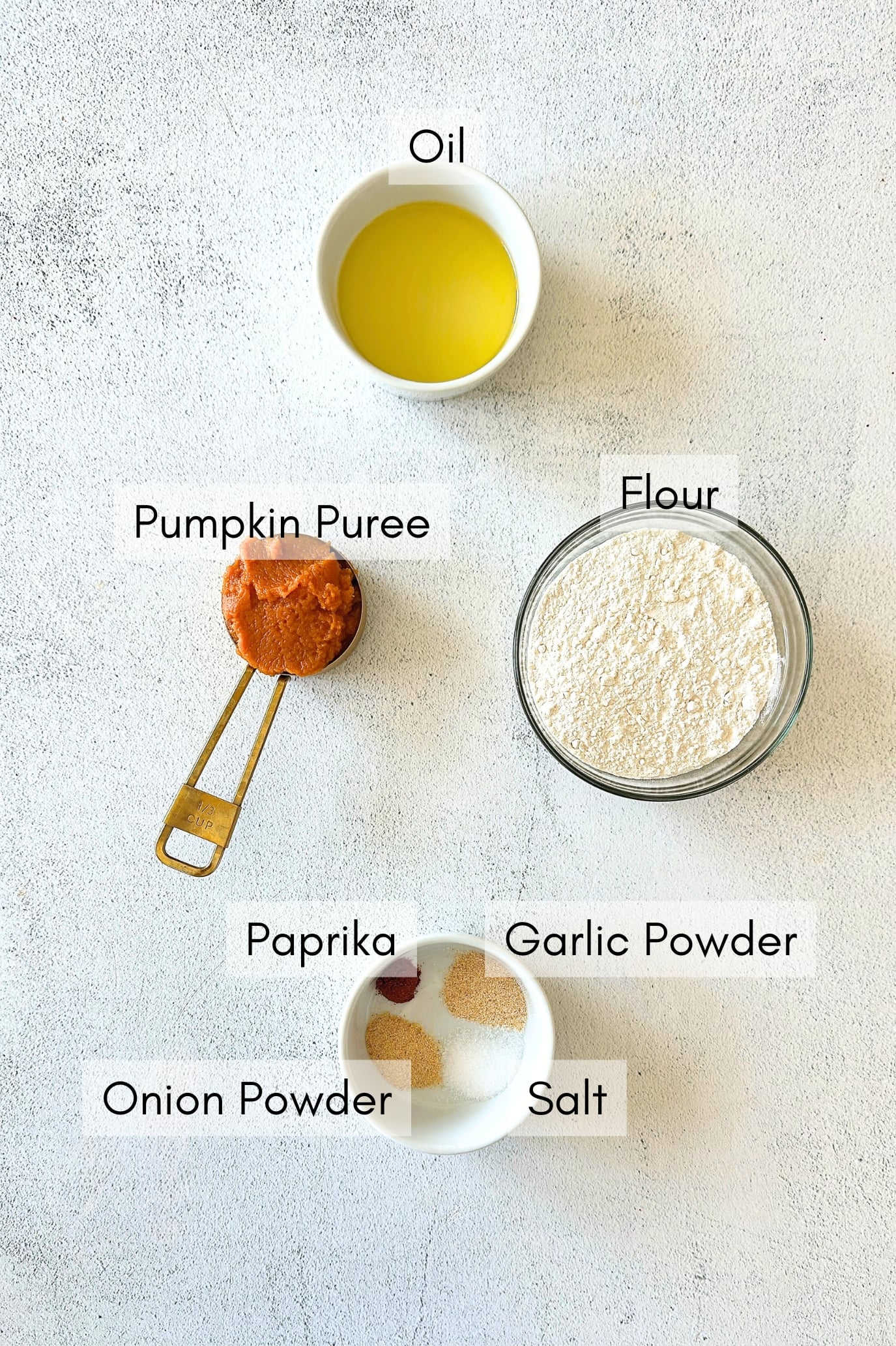 Ingredients to make pumpkin crackers.
