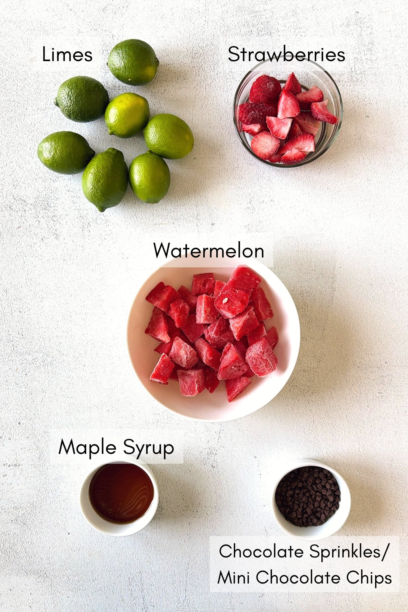 Ingredients to make watermelon lime sorbet.