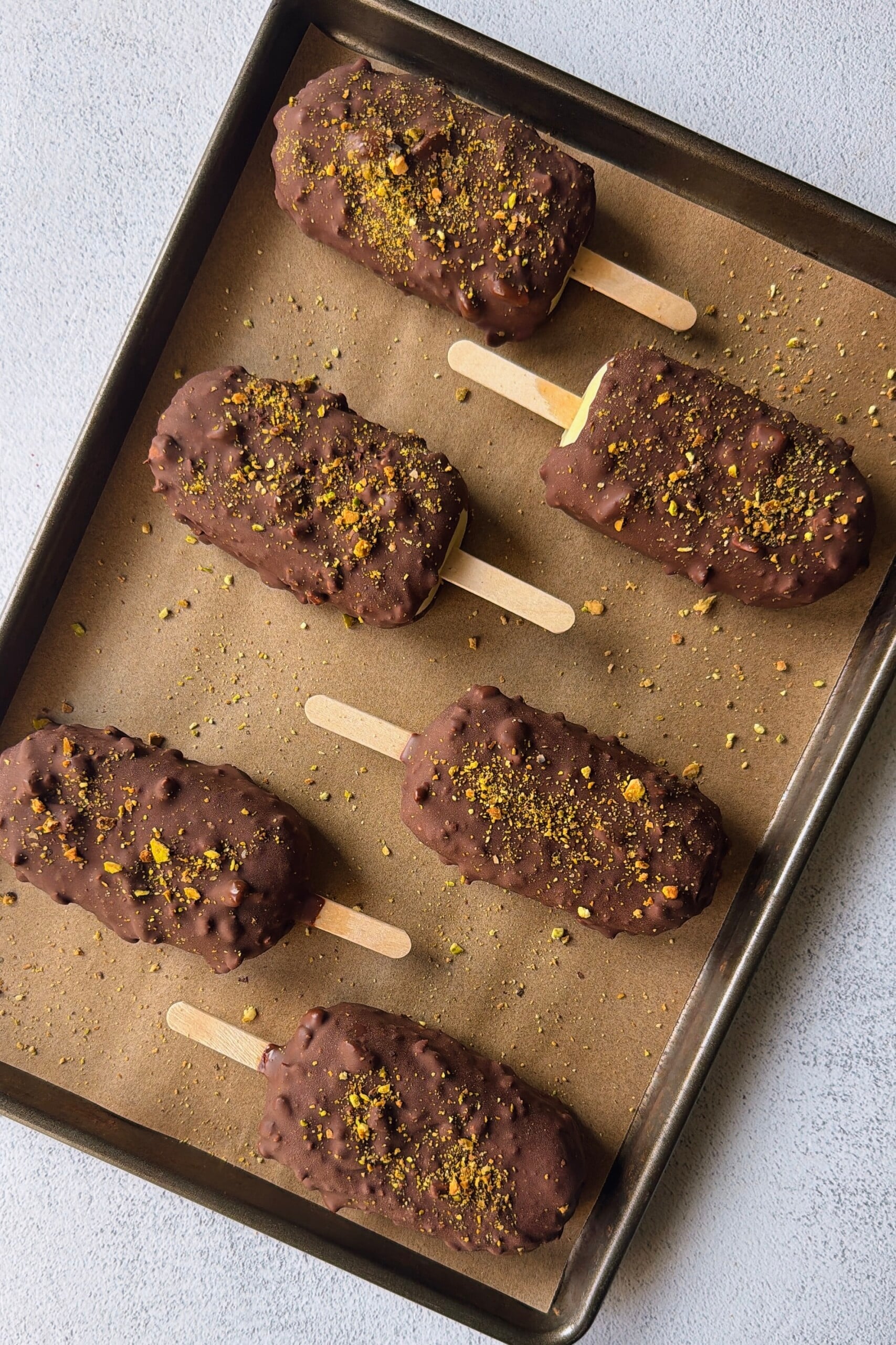 Pistachio ice cream bars.