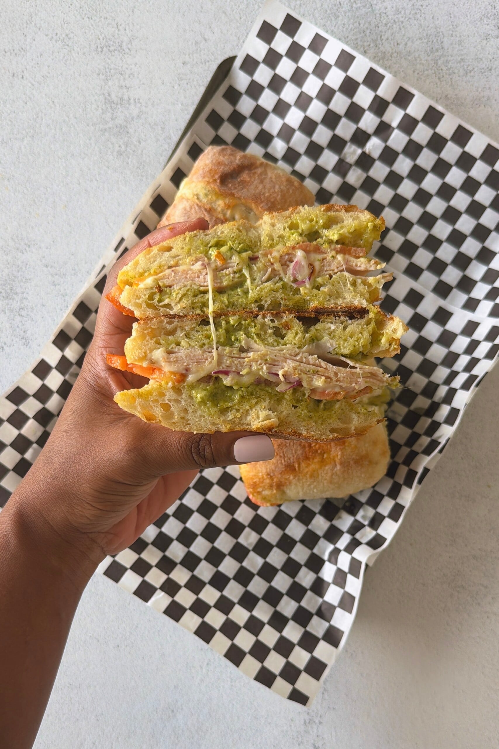 Copycat Costco turkey pesto sandwich.