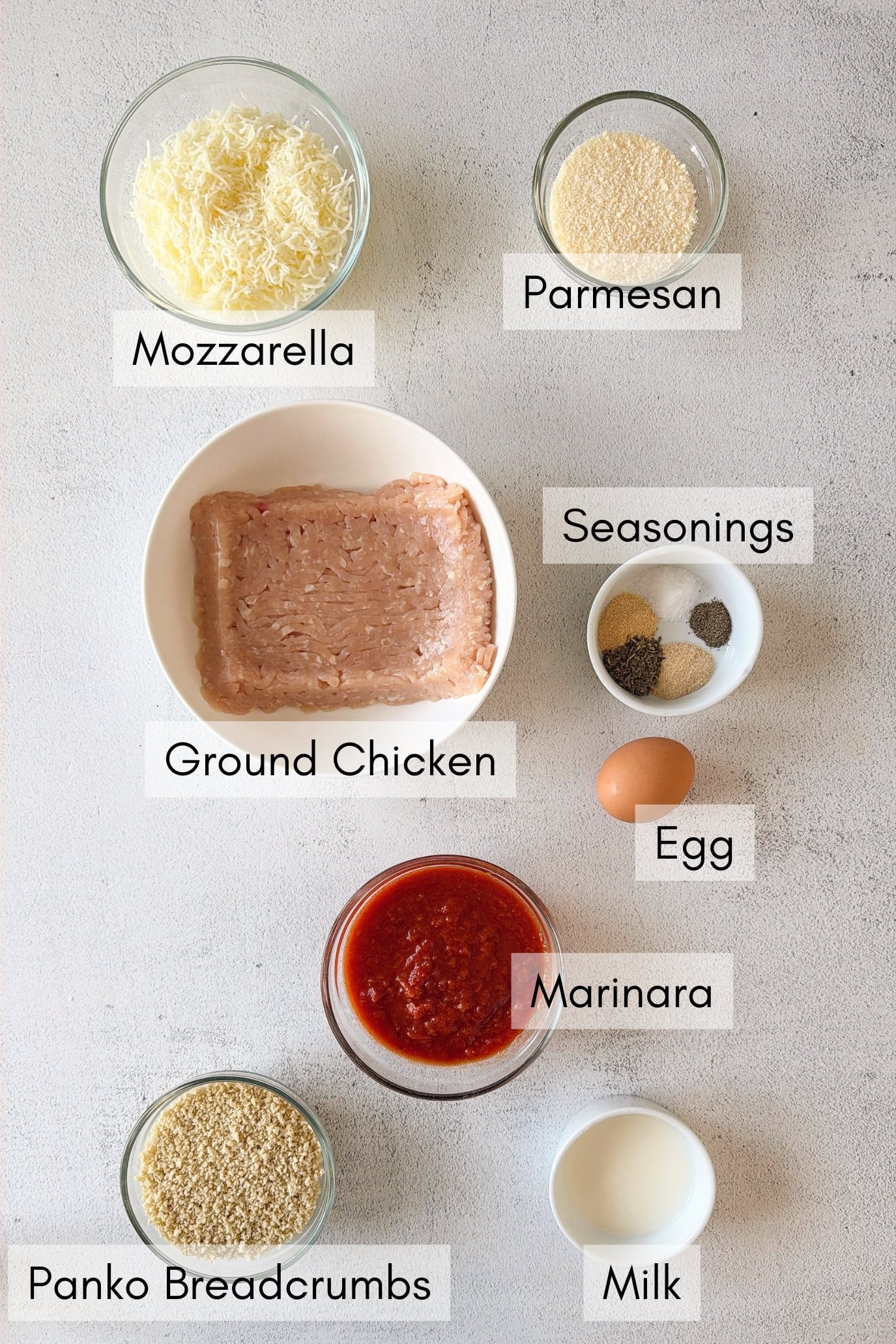Ingredients to make chicken parm meatballs.