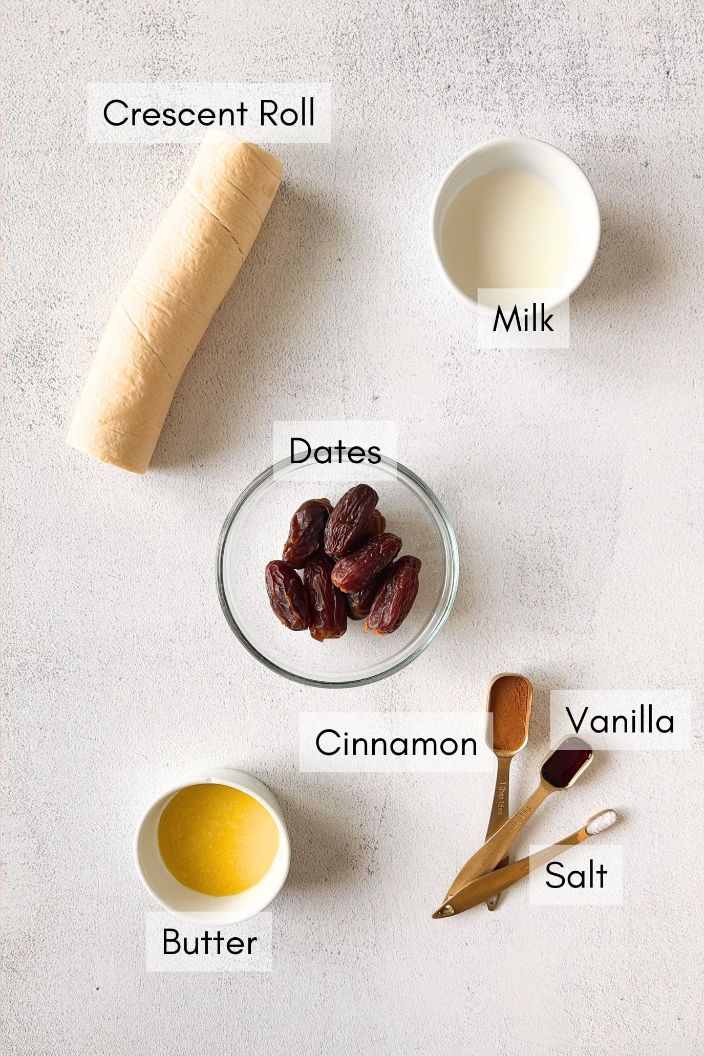 Ingredients to make cinnamon pinwheels.