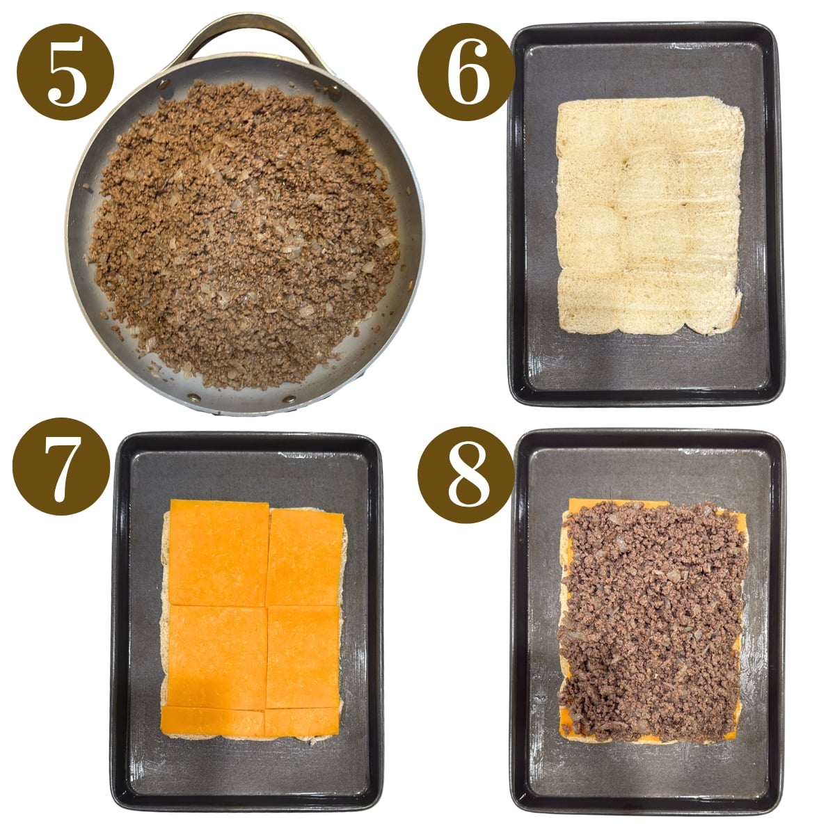 Steps to make cheeseburger sliders.