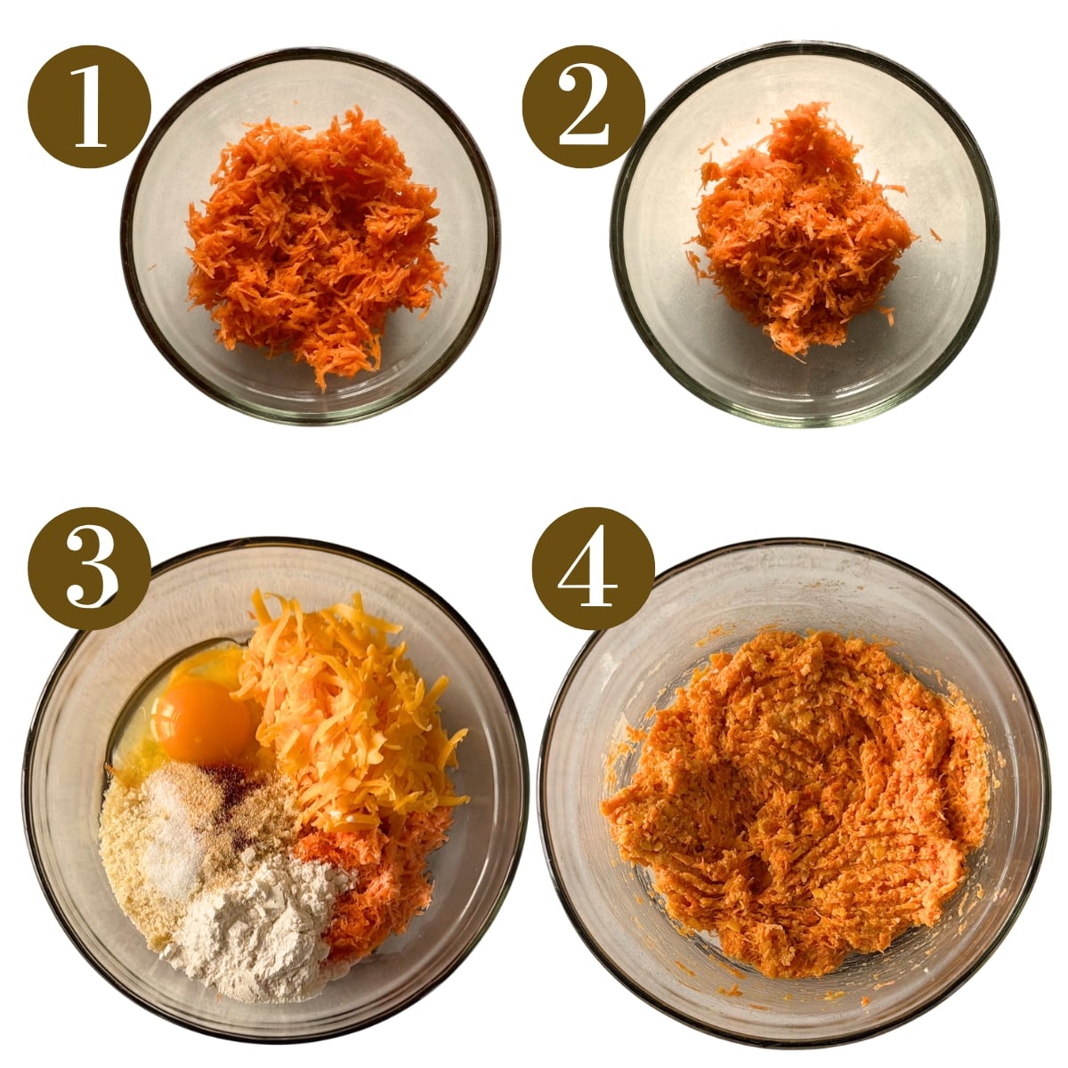 Steps to make savory carrot waffles.