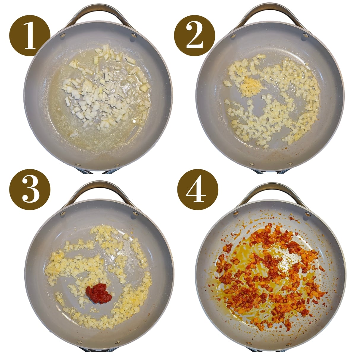 Steps to make creamy tomato pasta.