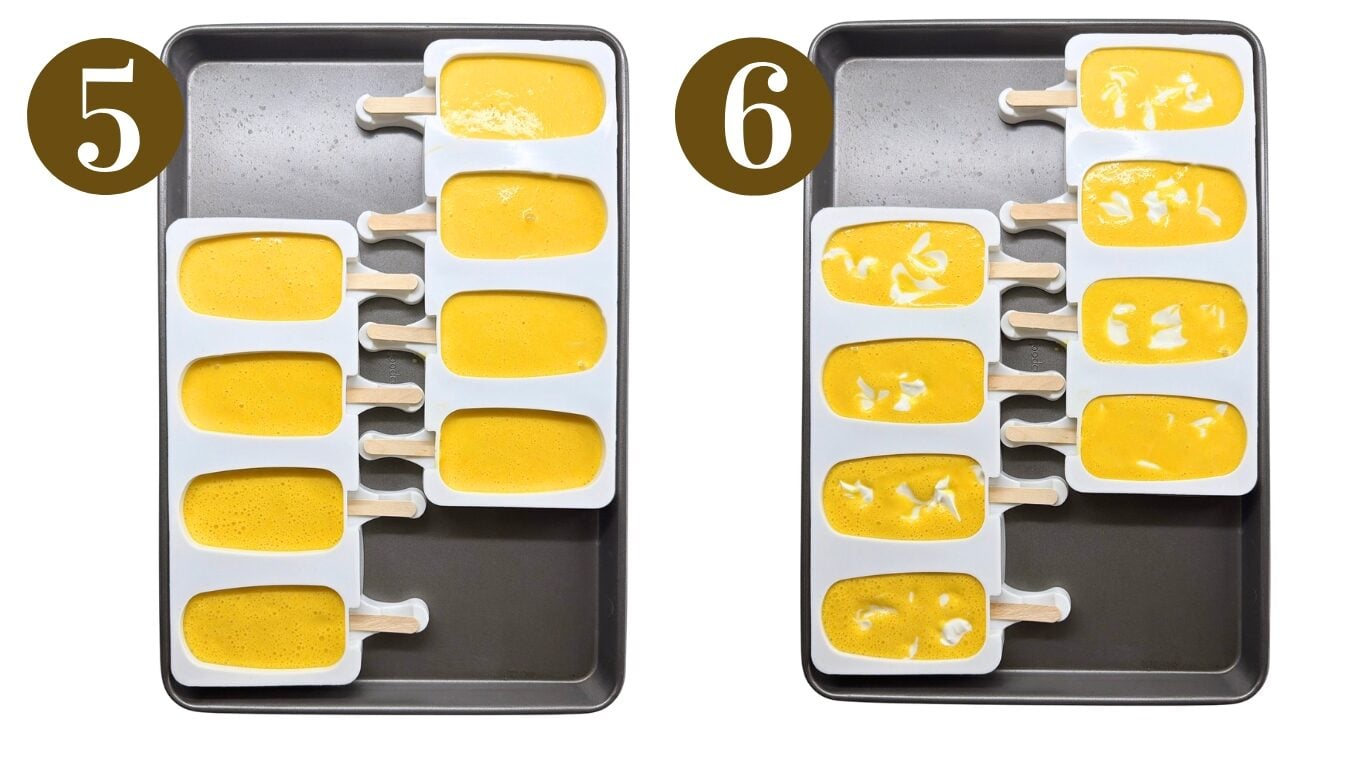 Steps to make homemade orange creamsicle popsicles.