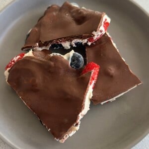 Chocolate berry yogurt bark.