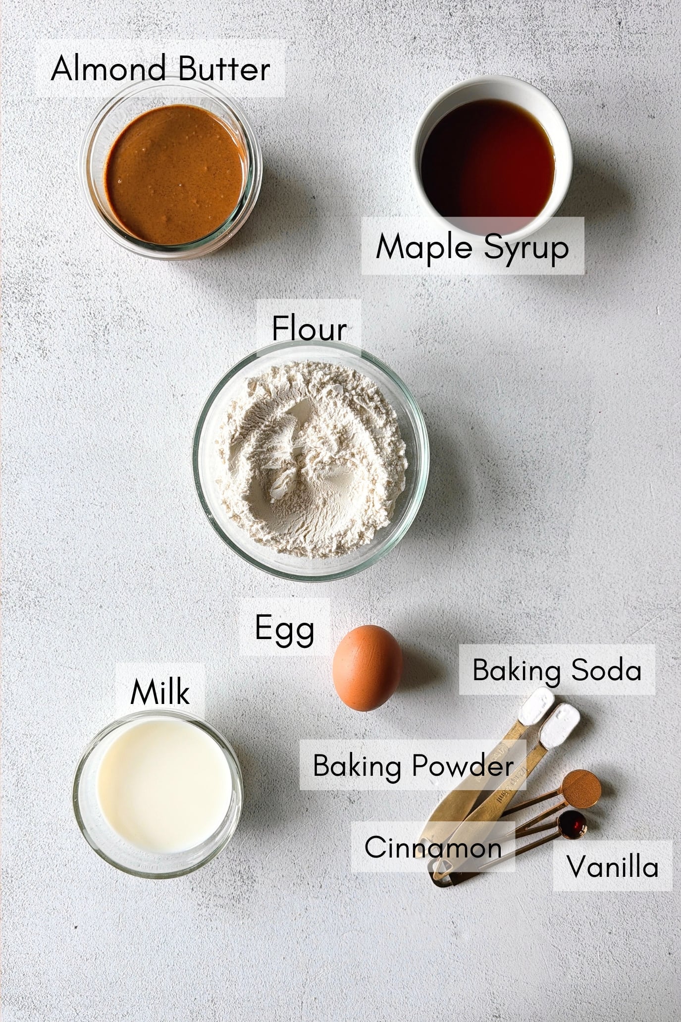Ingredients to make almond butter muffins.