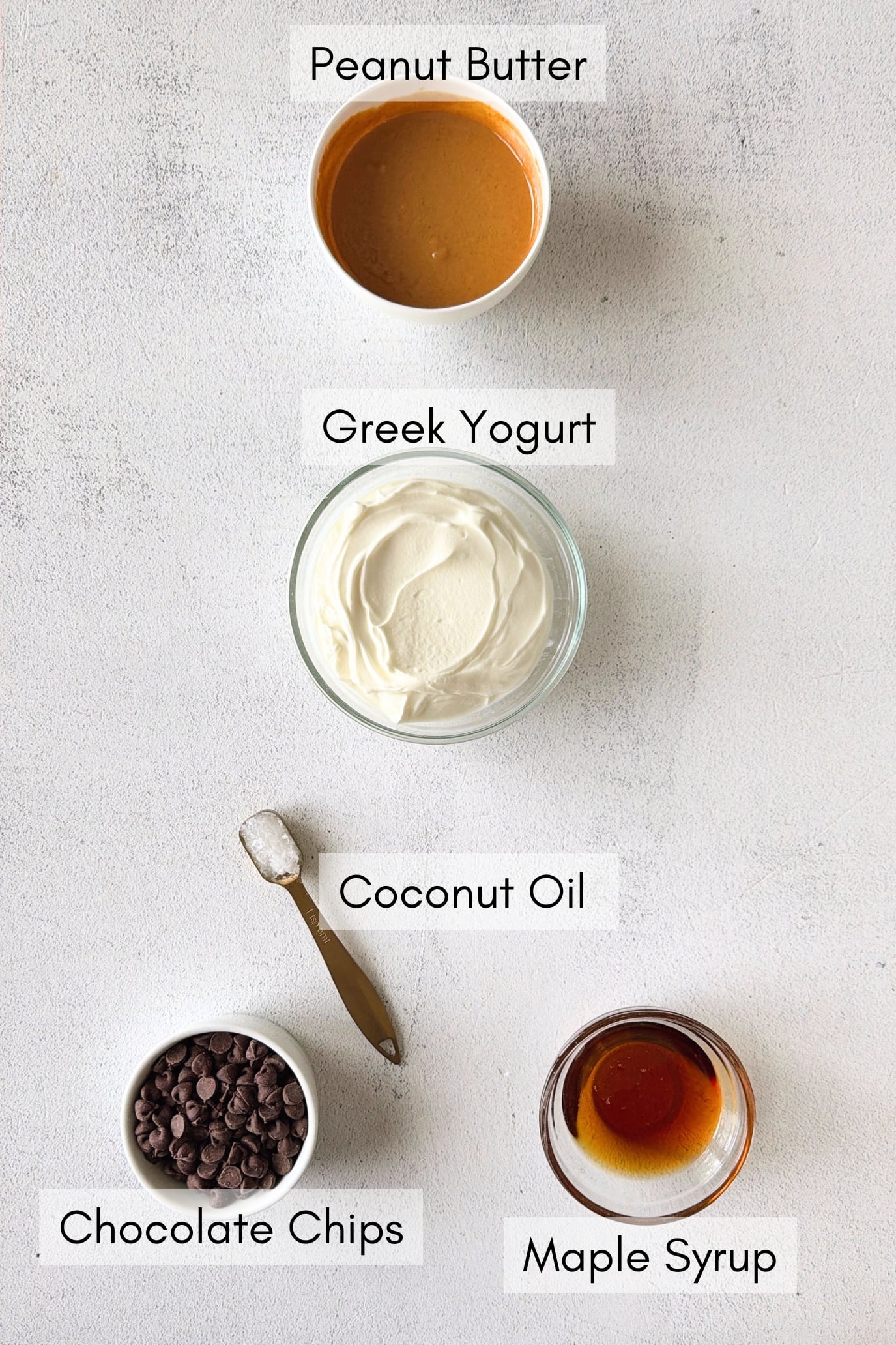 Ingredients to make peanut butter yogurt bites.
