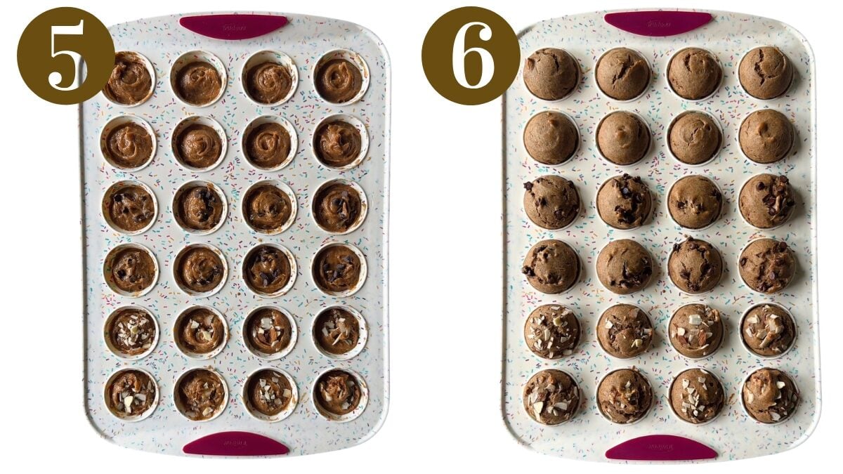 Steps to make almond butter muffins.