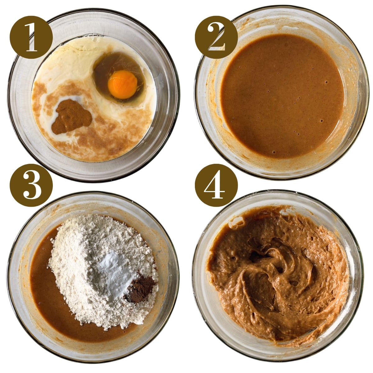 Steps to make almond butter muffins.
