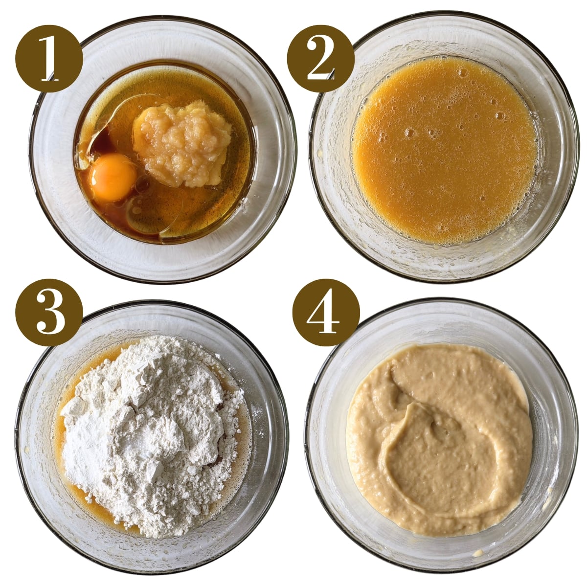 Steps to make dairy-free blueberry muffins.