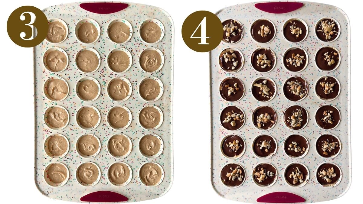 Steps to make peanut butter yogurt bites.