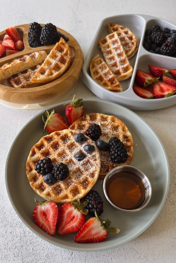 Protein waffles served with berries.