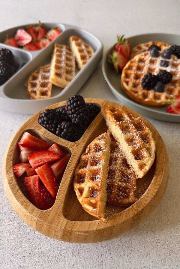 Protein waffles served with berries.