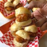 Homemade chicken minis serving with dipping sauce.