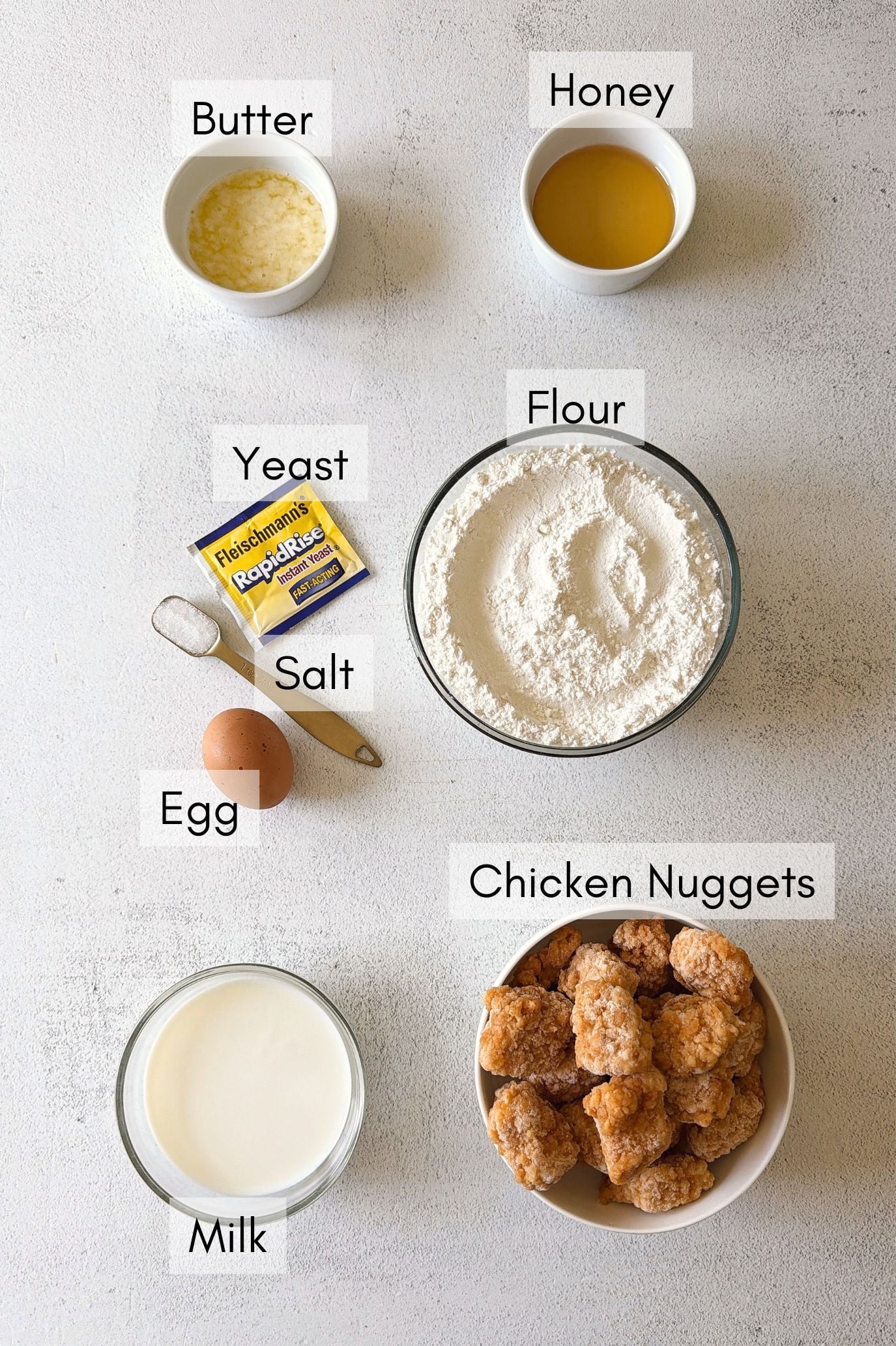 Ingredients to make homemade chicken minis.