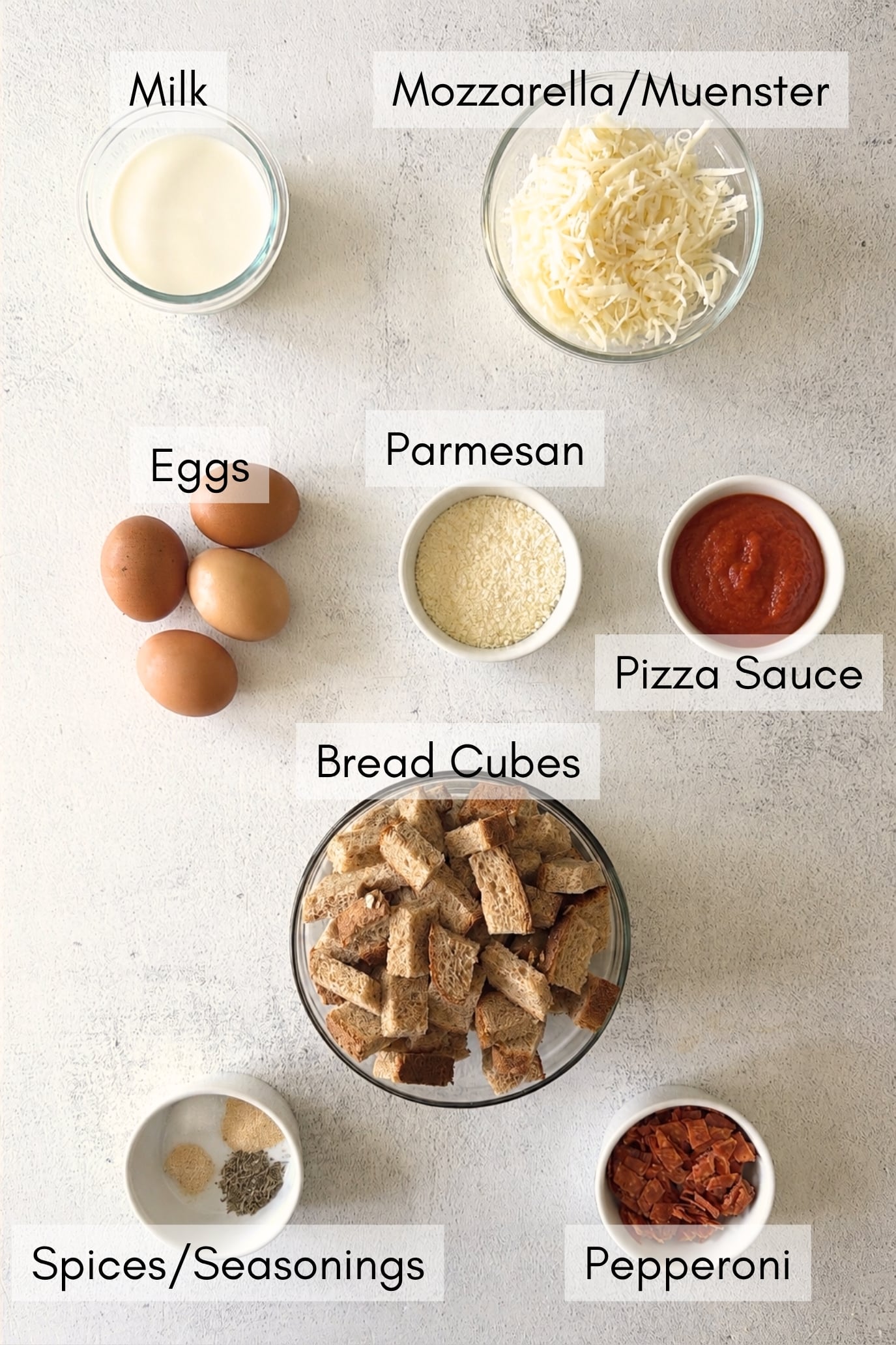 Ingredients to make pizza cups.