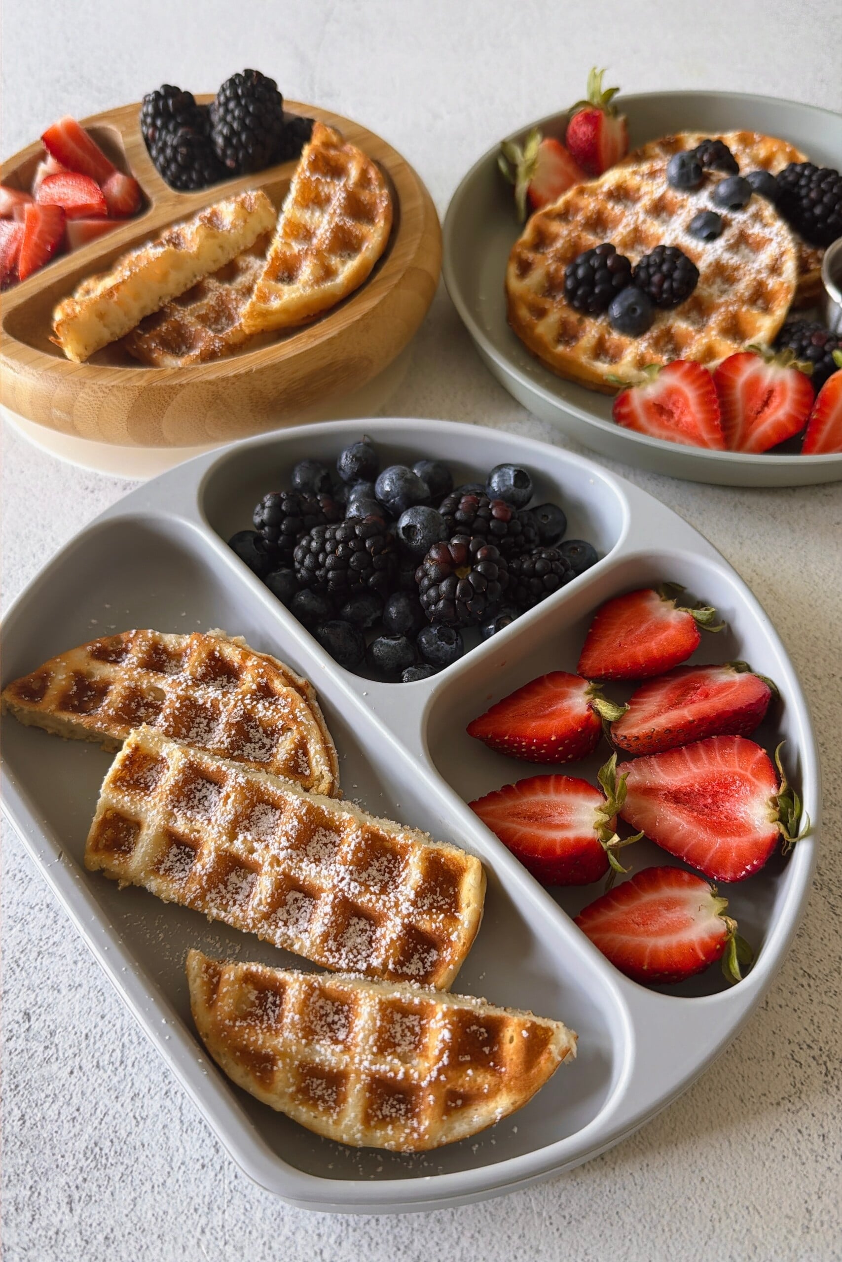 Protein waffles served with berries.