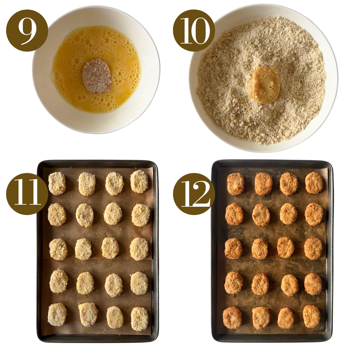 Steps to make cauliflower chicken nuggets.