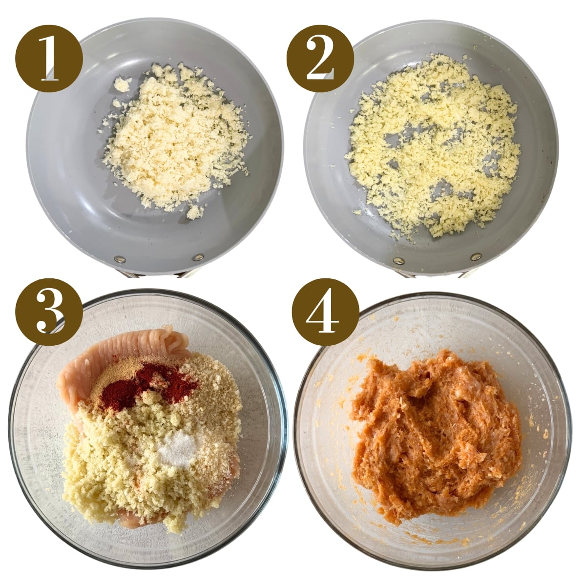 Steps to make cauliflower chicken nuggets.