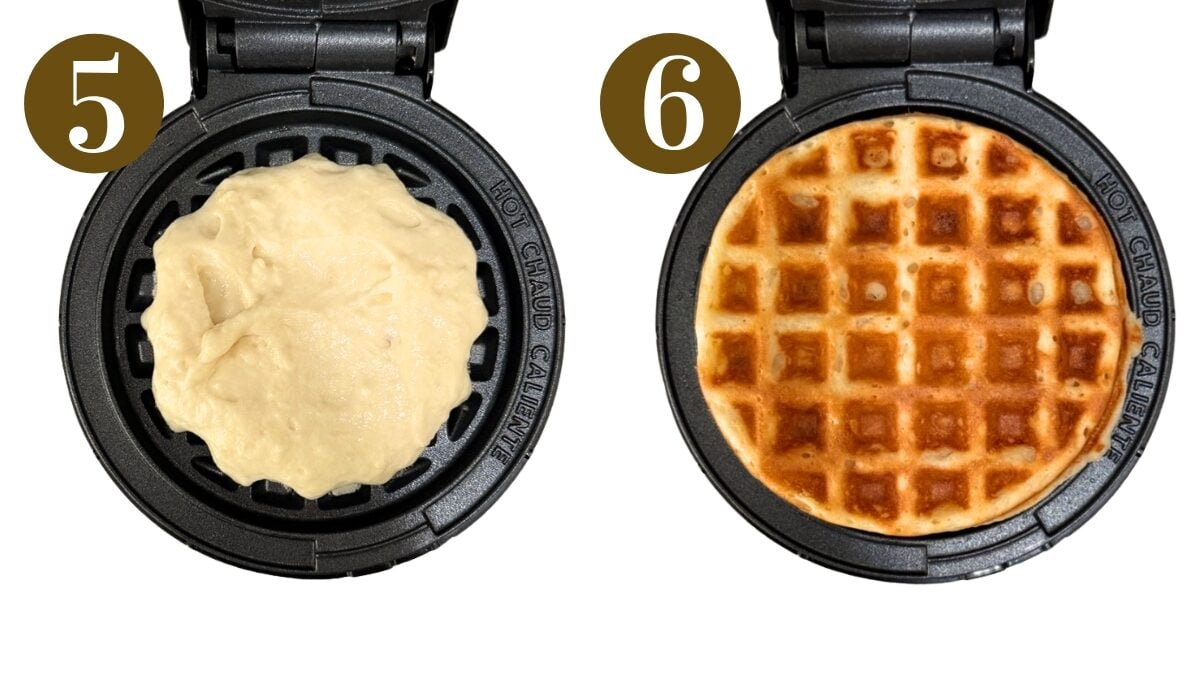 Steps to make greek yogurt protein waffles.