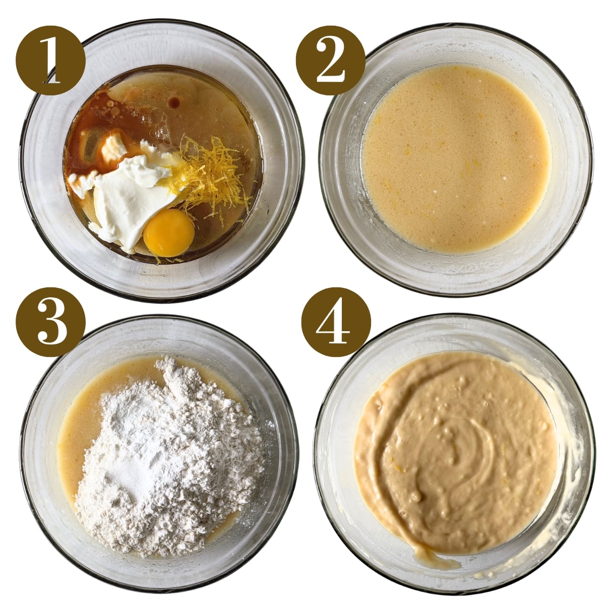 Steps to make lemon mini muffins.