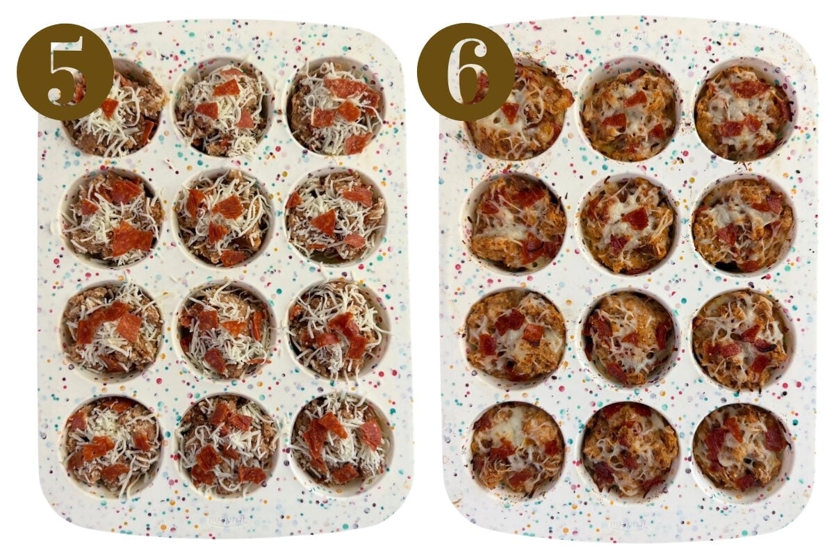 Steps to make pizza cups.