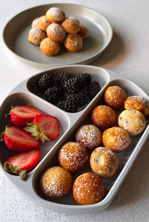 Pancake puffs served with berries.