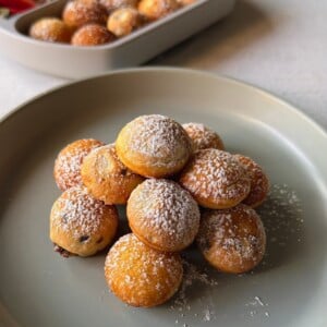 Pancake puffs served with berries.