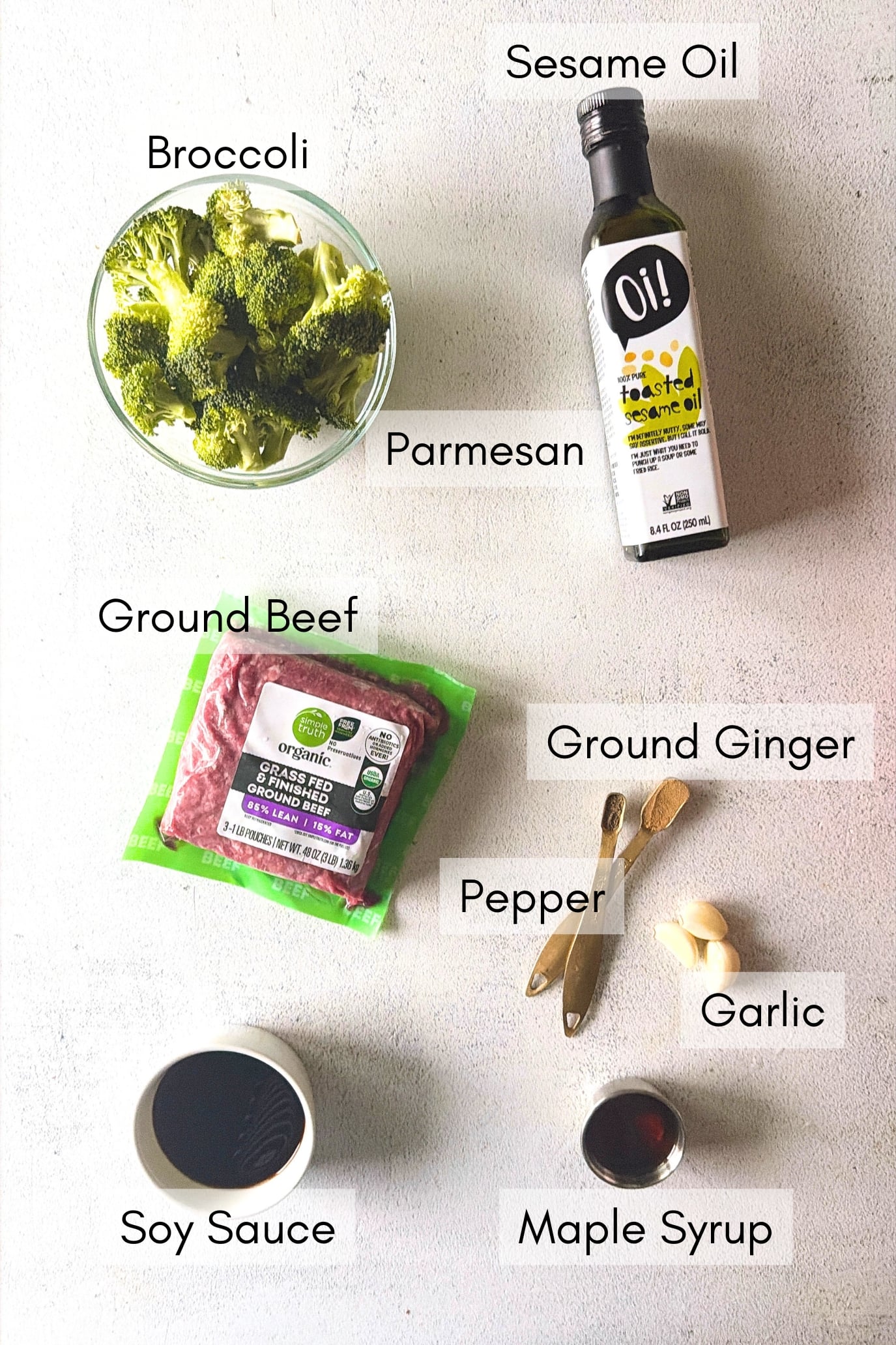 Ingredients to make beef and broccoli stir fry.