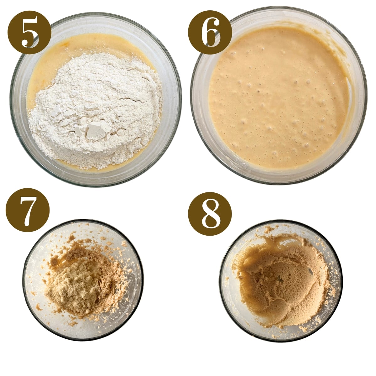 Steps to make almond croissant sheet pan pancakes.