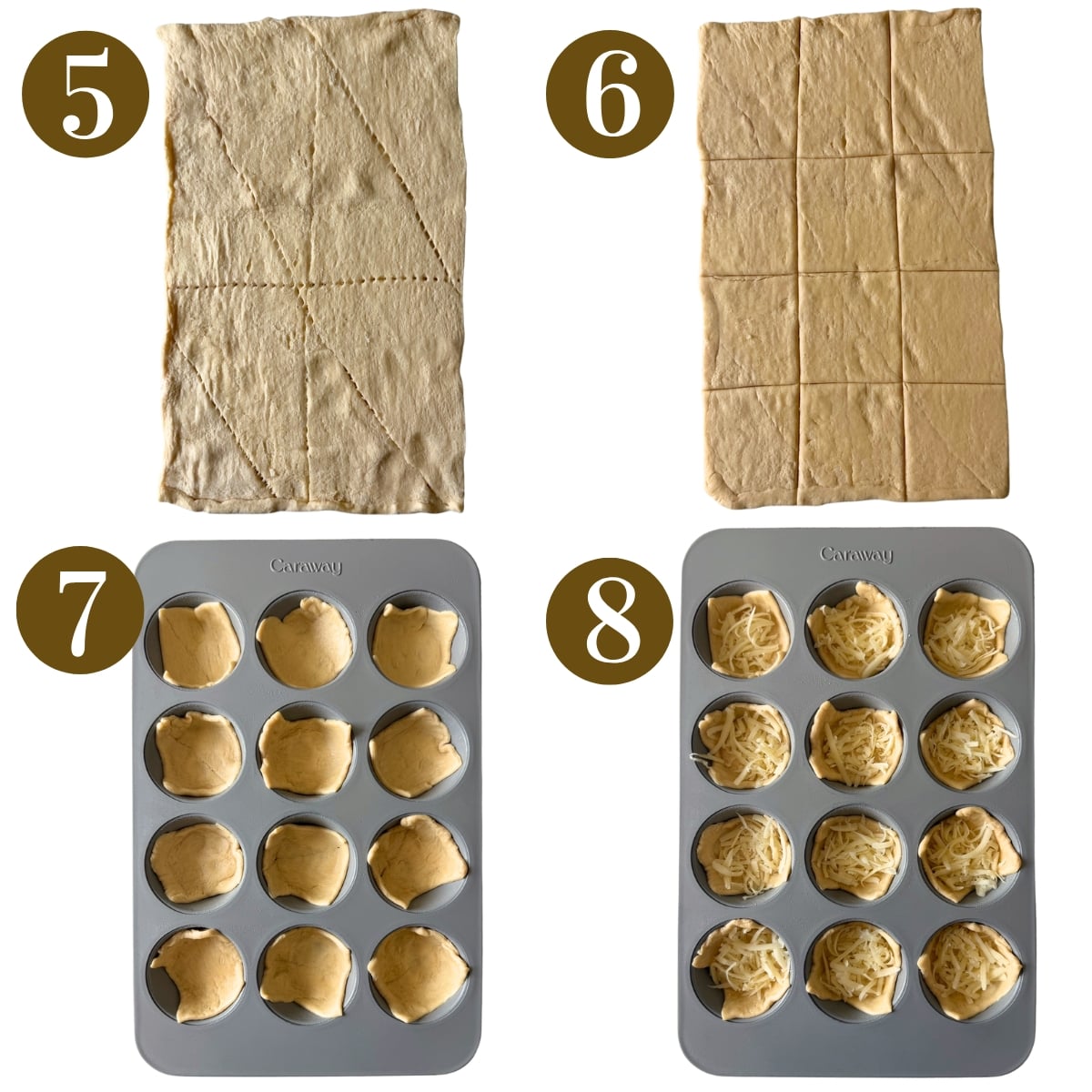 Steps to make meatball cups.