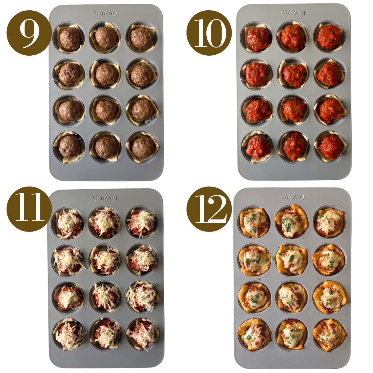 Steps to make meatball cups.