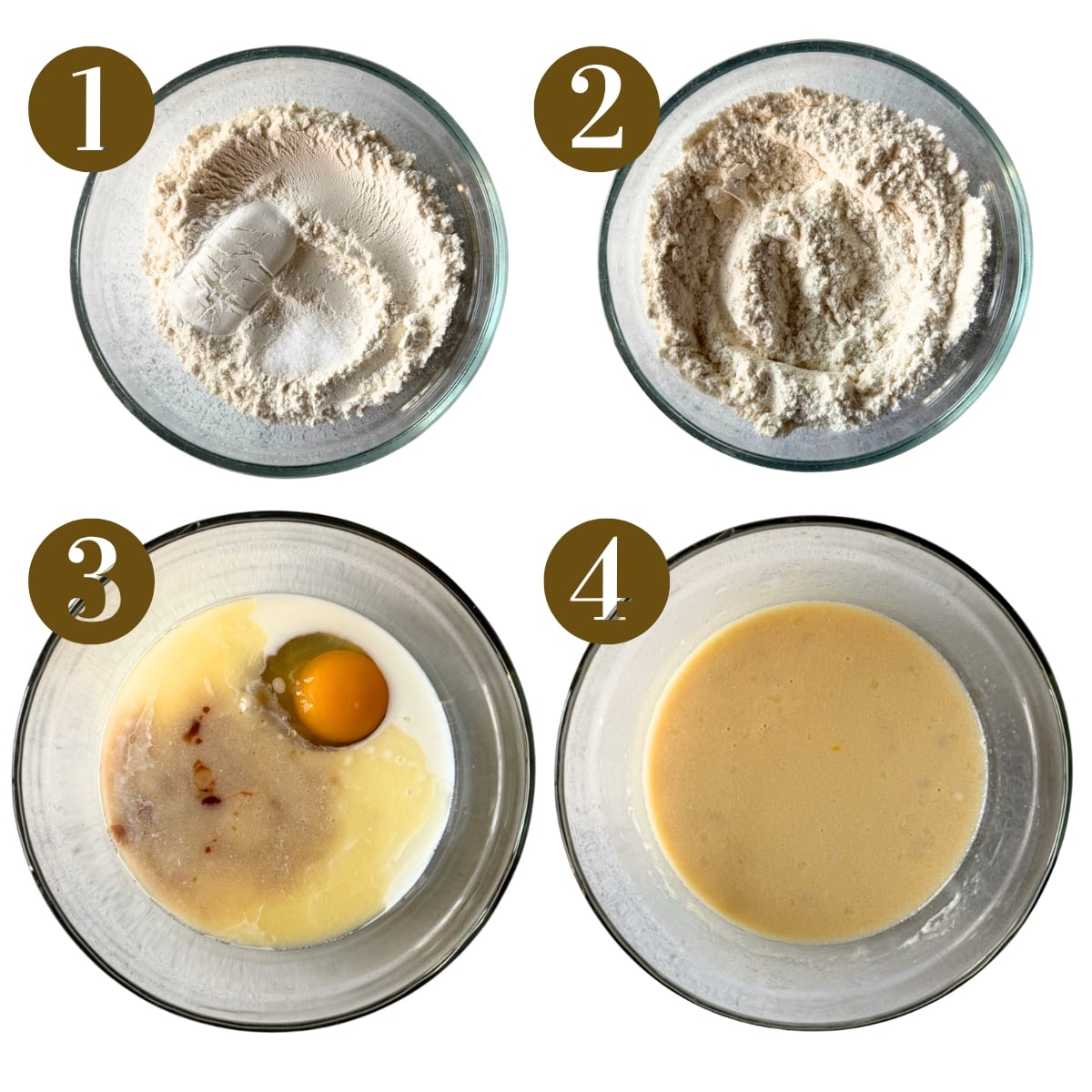 Steps to make pancake puffs.