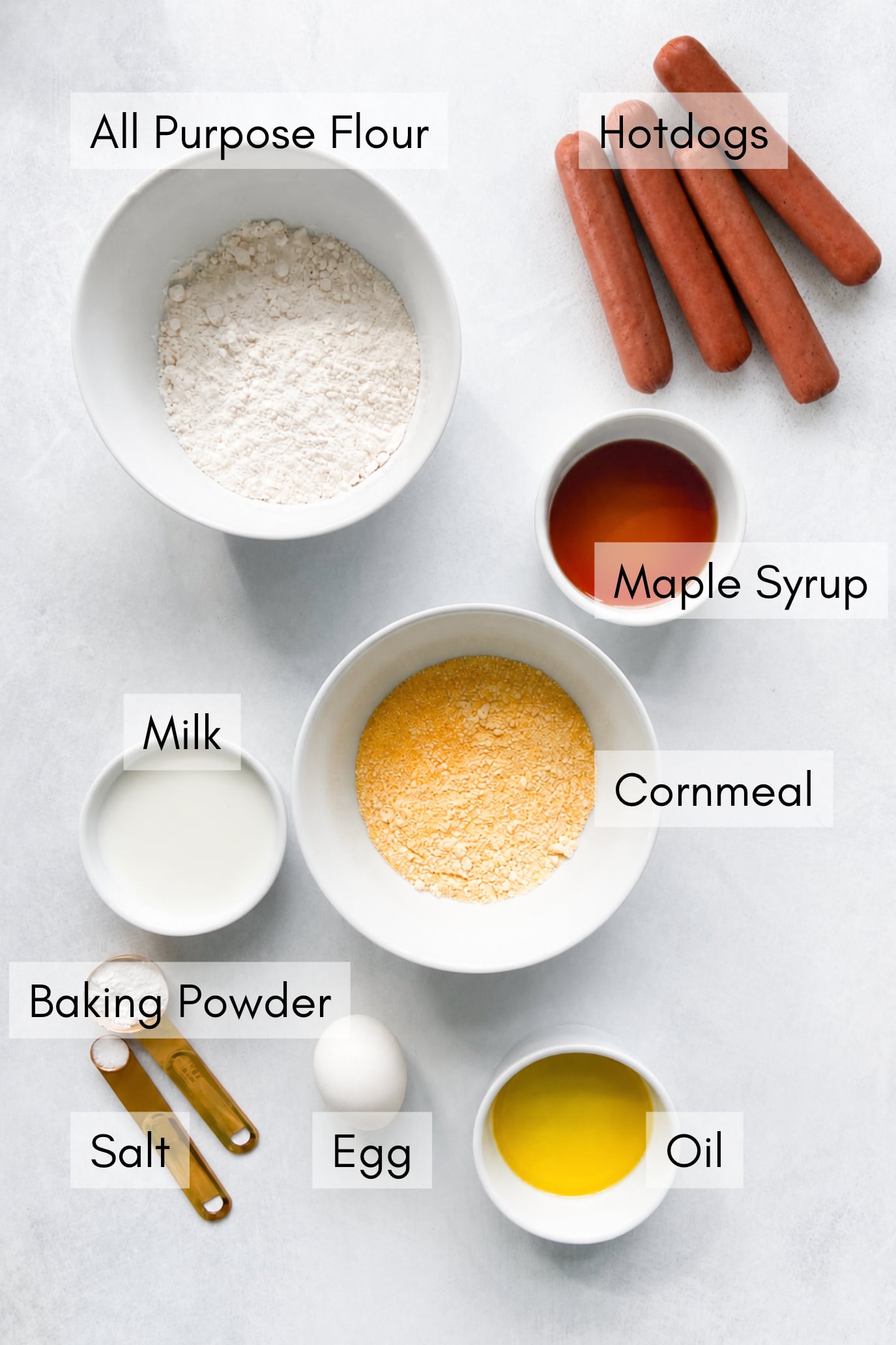 Ingredients to make corn dog waffles.