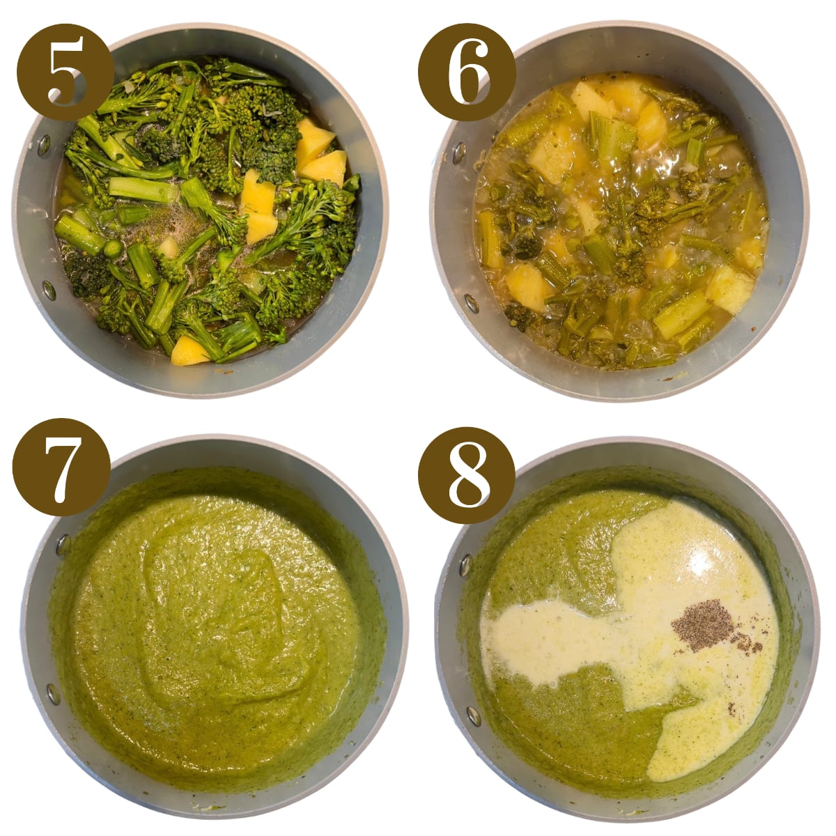Steps to make broccolini soup.