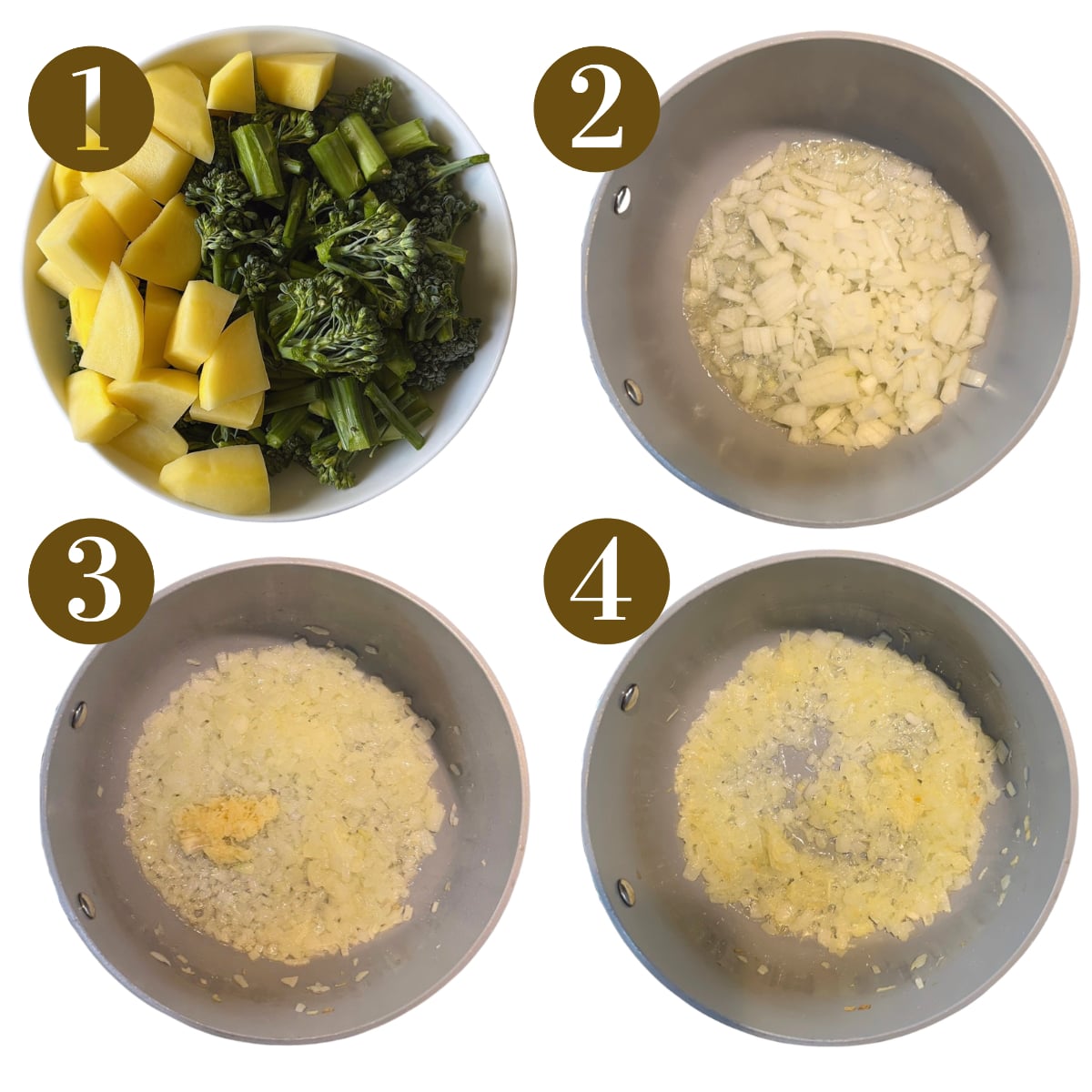 Steps to make broccolini soup.