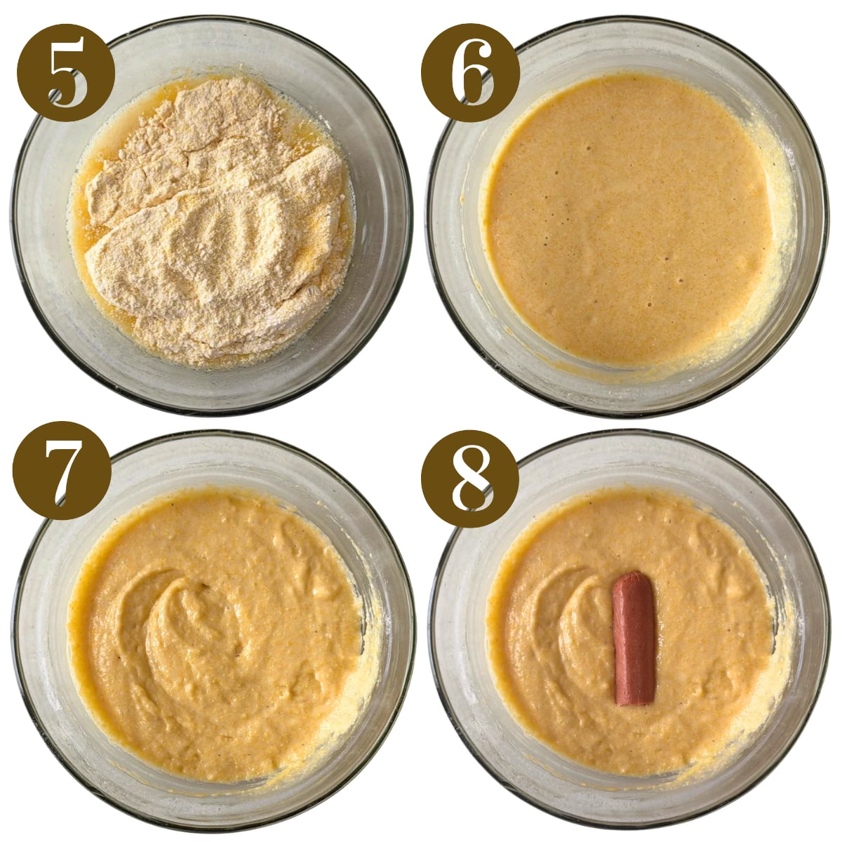 Steps to make corn dog waffles.