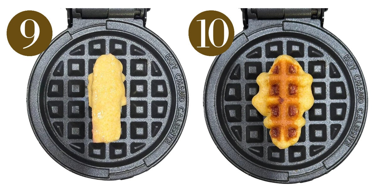 Steps to make corn dog waffles.