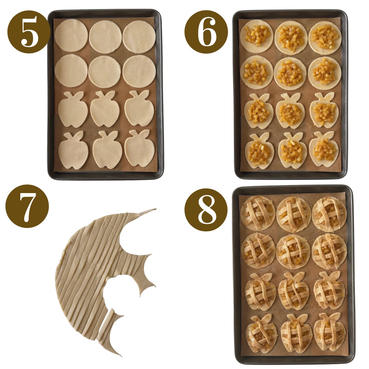Steps to make mini apple pies.