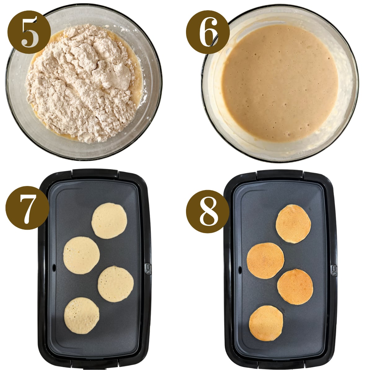 Steps to make pancake tacos.