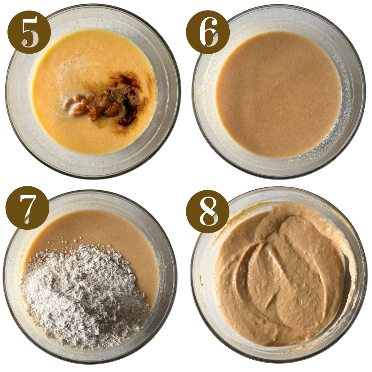 Steps to make pumpkin cinnamon roll pancakes.